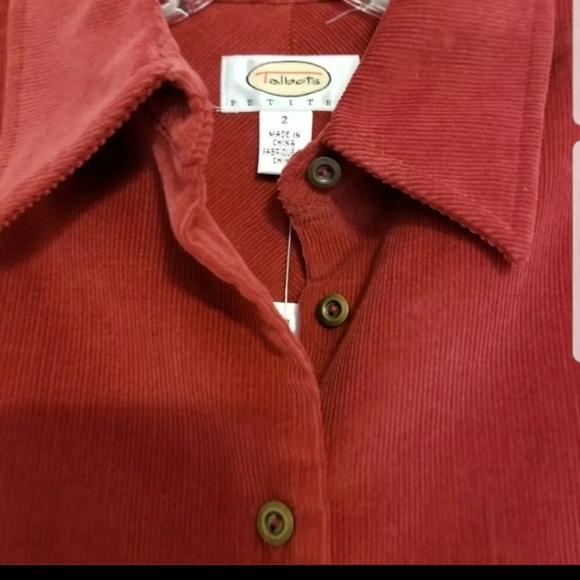 TALBOTS Shirt Dress Corduroy Cotton Red Carmine Size 2 Petites - Picture 6 of 7